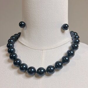 Charter Club - Navy Blue Pearls Tower NECKLACE  and EARRINGS